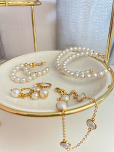 Pearl Hoops Earrings