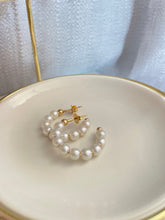 Load image into Gallery viewer, Pearl Hoops Earrings
