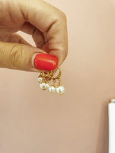 Load image into Gallery viewer, Falling Pearls Huggies Earrings
